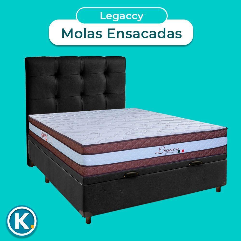 Conjunto Cama Box Bau Blindado Casal + Colchão Molas Ensacadas Legaccy Paropas + Cabeceira - 4