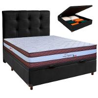 Conjunto Cama Box Bau Blindado Casal + Colchão Molas Ensacadas Legaccy Paropas + Cabeceira - 1