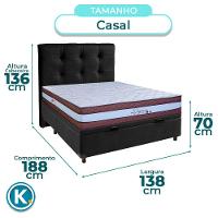 Conjunto Cama Box Bau Blindado Casal + Colchão Molas Ensacadas Legaccy Paropas + Cabeceira - 3