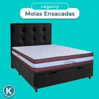 Conjunto Cama Box Bau Blindado Casal + Colchão Molas Ensacadas Legaccy Paropas + Cabeceira