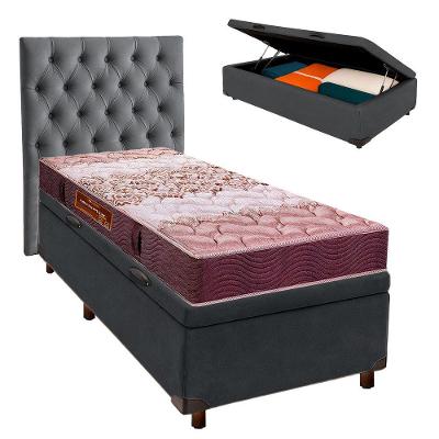 Cama Box Bau + Colchão Solteiro D26 Ortophedic Sankonfort + Cabeceira Estofada