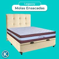 Conjunto Cama Box Bau Blindado Casal + Colchão Molas Ensacadas Legaccy Paropas + Cabeceira