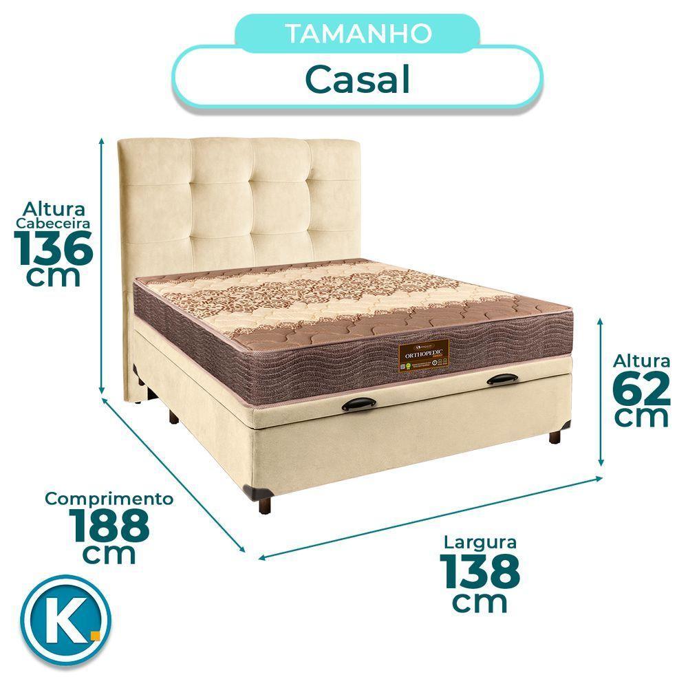 Conjunto Cama Box Bau Perola Casal + Colchão D26 Ortophedic Sankonfort + Cabeceira - 3