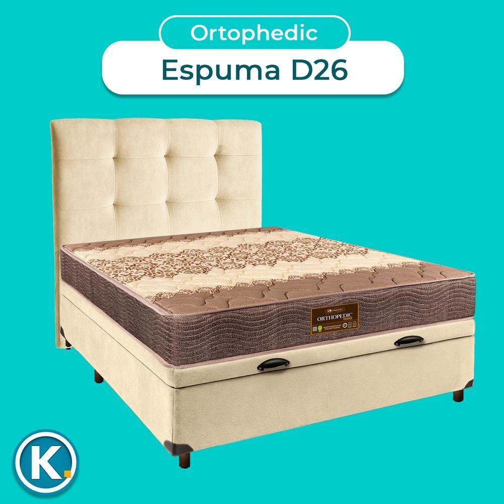 Conjunto Cama Box Bau Perola Casal + Colchão D26 Ortophedic Sankonfort + Cabeceira - 4