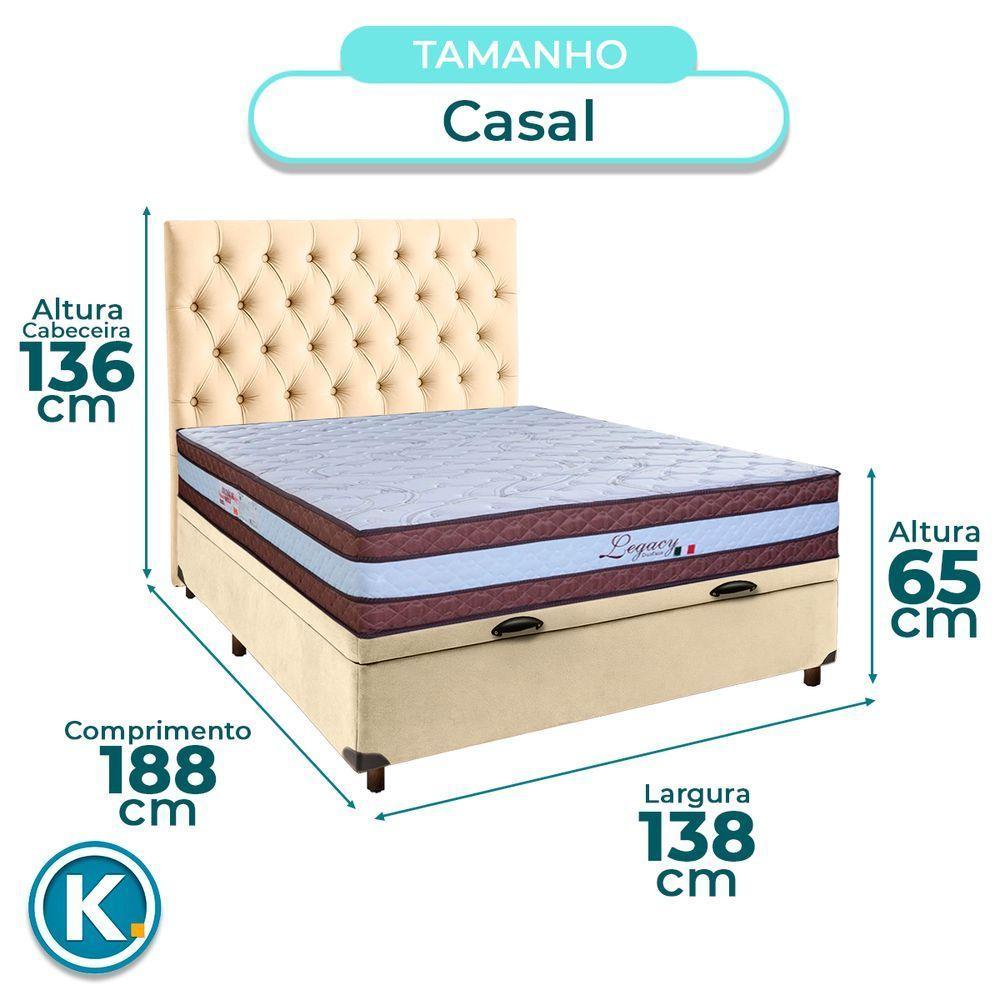 Conjunto Cama Box Bau Perola Casal + Colchão Molas Ensacadas Legaccy Paropas + Cabeceira - 3