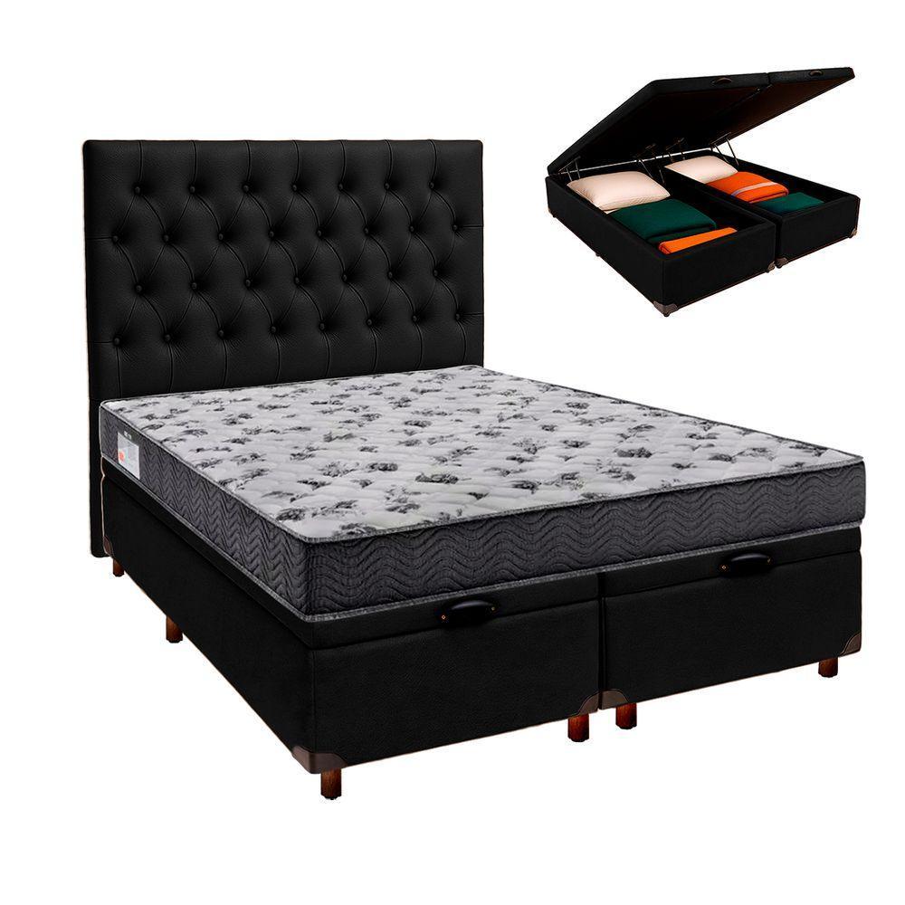 Conjunto Cama Box Bau Blindado Casal + Colchão D33 Iso100 Ortobom + Cabeceira - 1