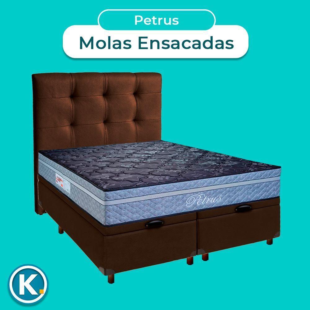 Conjunto Cama Box Bau Blindado Casal + Colchão Molas Ensacadas Petrus Paropas + Cabeceira - 2