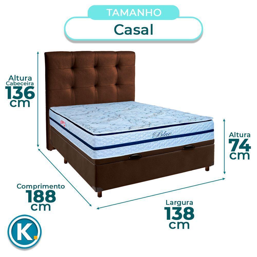 Conjunto Cama Box Bau Blindado Casal + Colchão Molas Ensacadas Blue Paropas + Cabeceira - 3