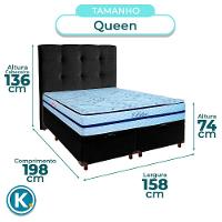 Cama Box Bau + Colchão Queen Molas Ensacadas Blue Paropas + Cabeceira Estofada - 3