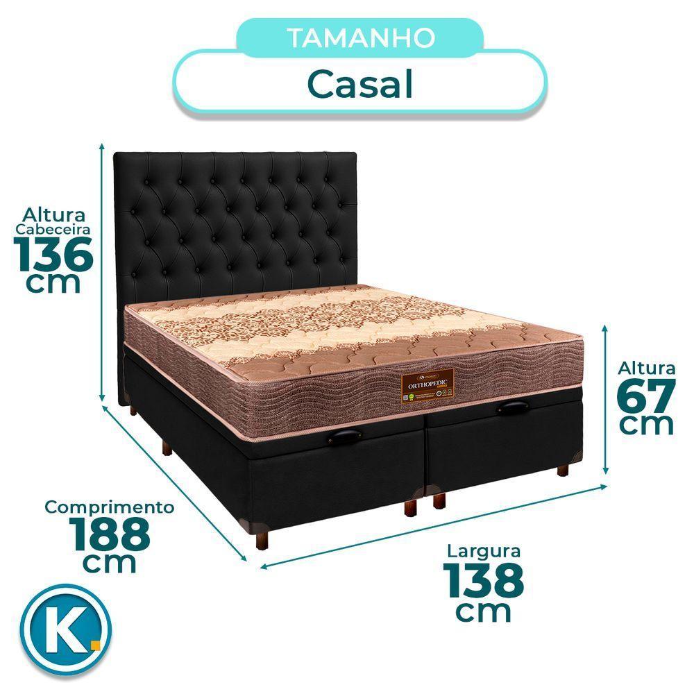 Conjunto Cama Box Bau Blindado Casal + Colchão D26 Ortophedic Sankonfort + Cabeceira - 3