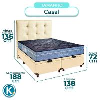 Cama Box Bau + Colchão Casal Molas Ensacadas Petrus Paropas + Cabeceira Estofada - 3
