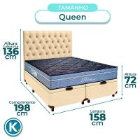 Cama Box Bau + Colchão Queen Molas Ensacadas Petrus Paropas + Cabeceira Estofada - 3