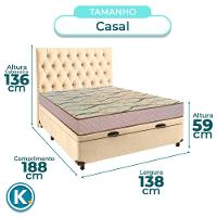 Conjunto Cama Box Bau Perola Casal + Colchão D33 Maxsono Paropas + Cabeceira - 3