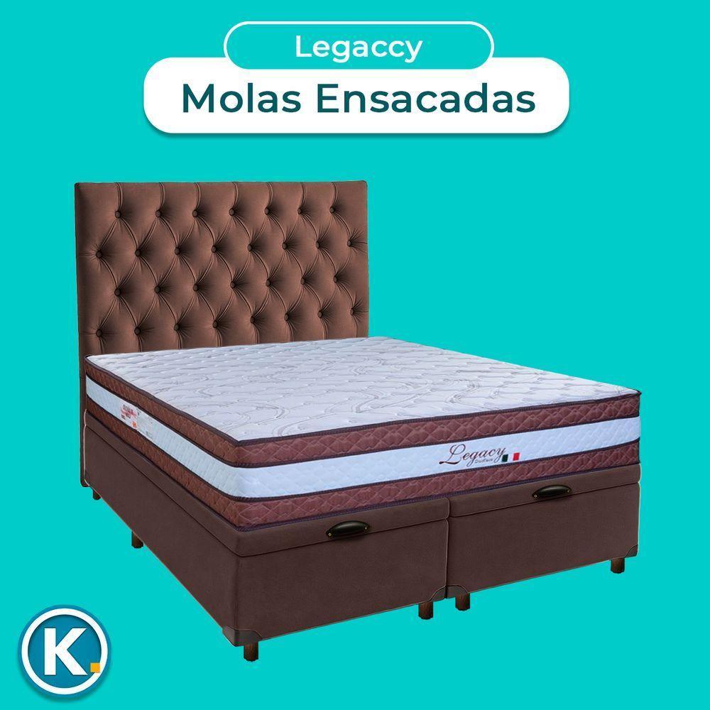 Cama Box Bau + Colchão Queen Molas Ensacadas Legaccy Paropas + Cabeceira Estofada - 4