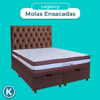 Cama Box Bau + Colchão Queen Molas Ensacadas Legaccy Paropas + Cabeceira Estofada