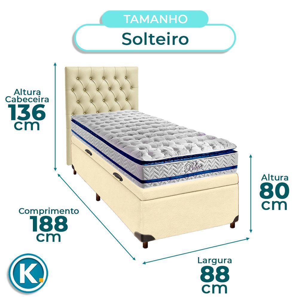 Cama Box Bau + Colchão Solteiro Molas Ensacadas Blue Paropas + Cabeceira Estofada - 3