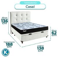 Cama Box Bau + Colchão Casal Molas Ensacadas Life Gold Paropas + Cabeceira Estofada - 3