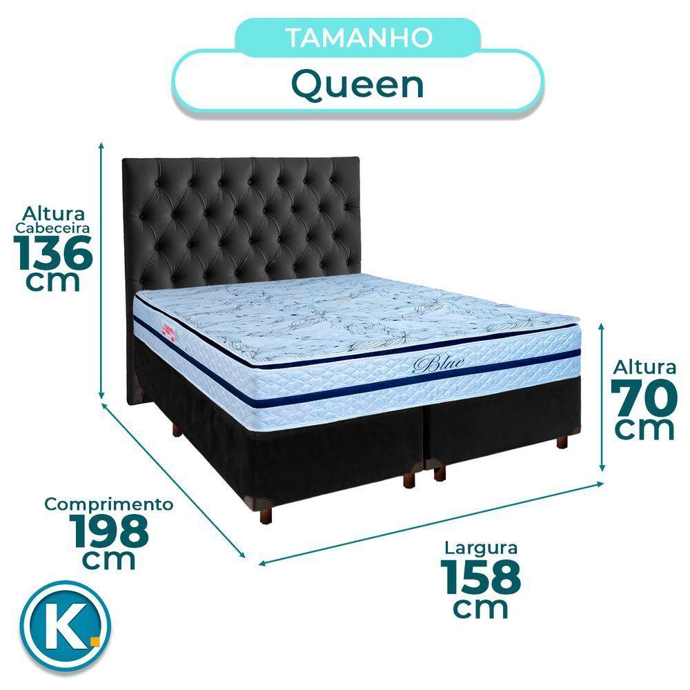 Cama Box + Colchão Queen Molas Ensacadas Blue Paropas + Cabeceira Estofada - 3