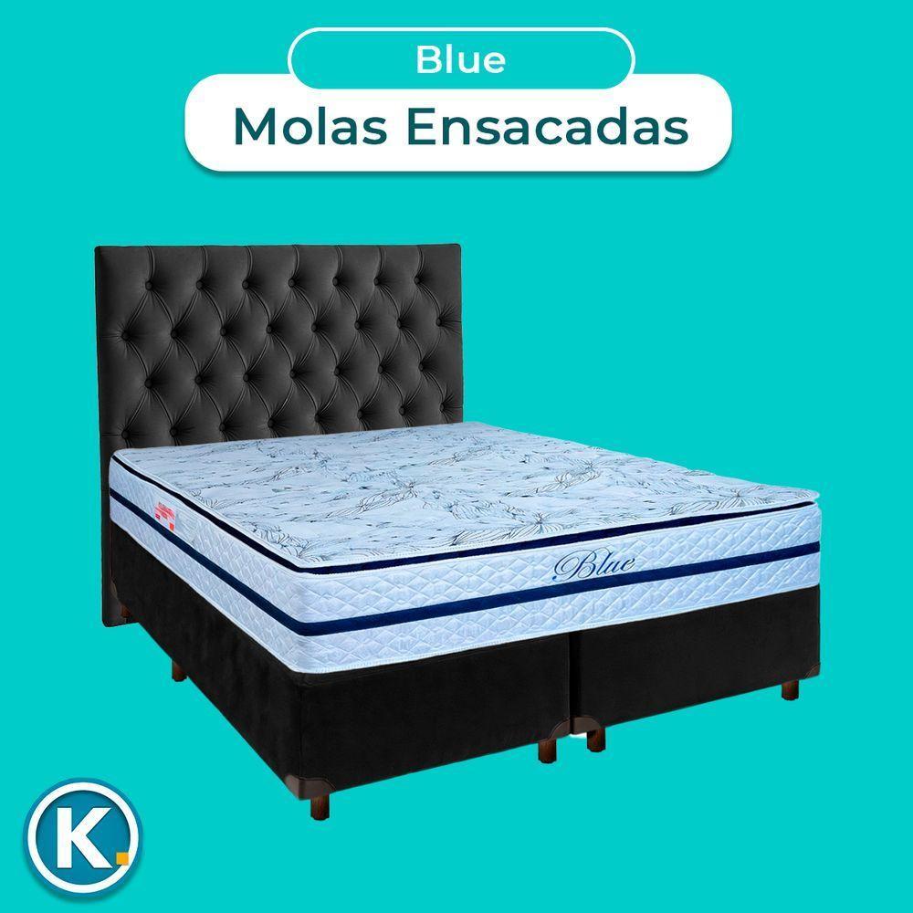 Cama Box + Colchão Queen Molas Ensacadas Blue Paropas + Cabeceira Estofada - 4