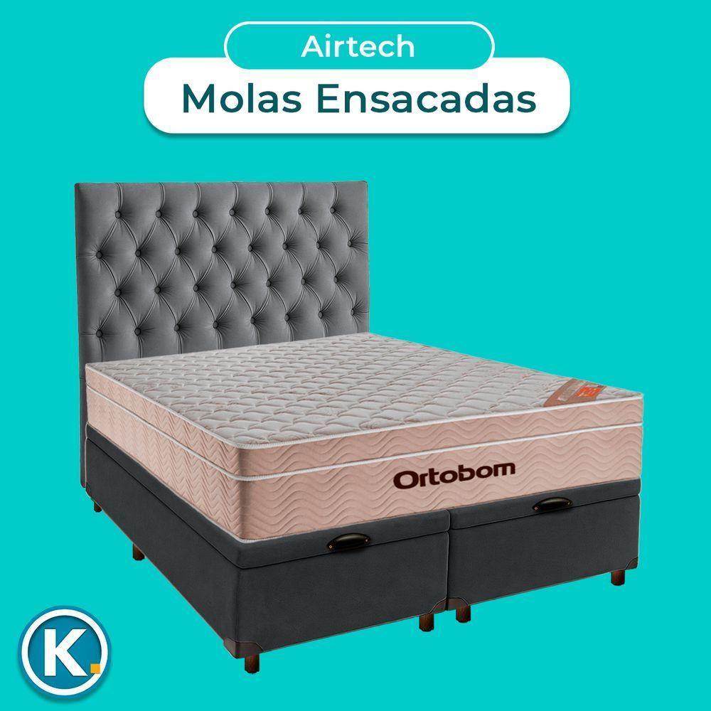 Cama Box Bau + Colchão Queen Ortobom Molas Ensacadas Airtech + Cabeceira Estofada - 4