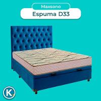 Cama Box Bau + Colchão Casal D33 Maxsono Paropas + Cabeceira Estofada