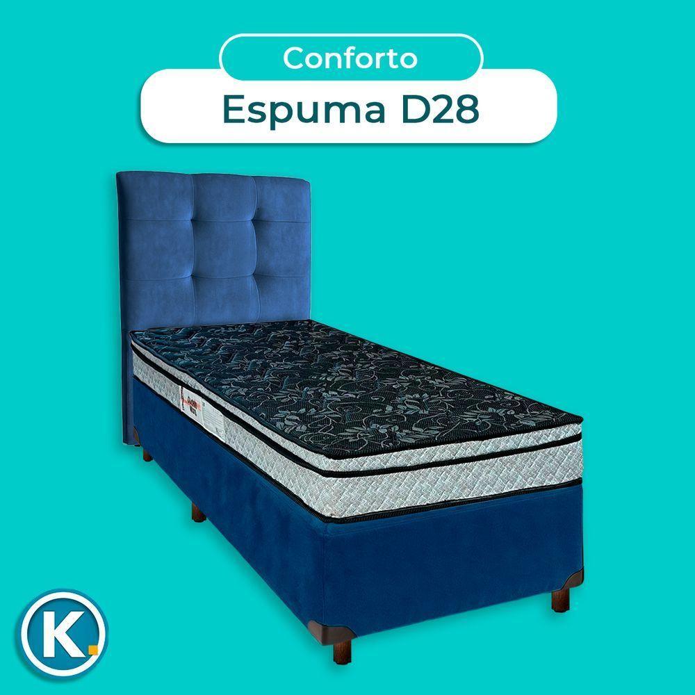 Conjunto Cama Box Azul Solteiro + Colchão D28 Conforto Paropas + Cabeceira - 4