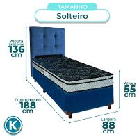 Conjunto Cama Box Azul Solteiro + Colchão D28 Conforto Paropas + Cabeceira - 3