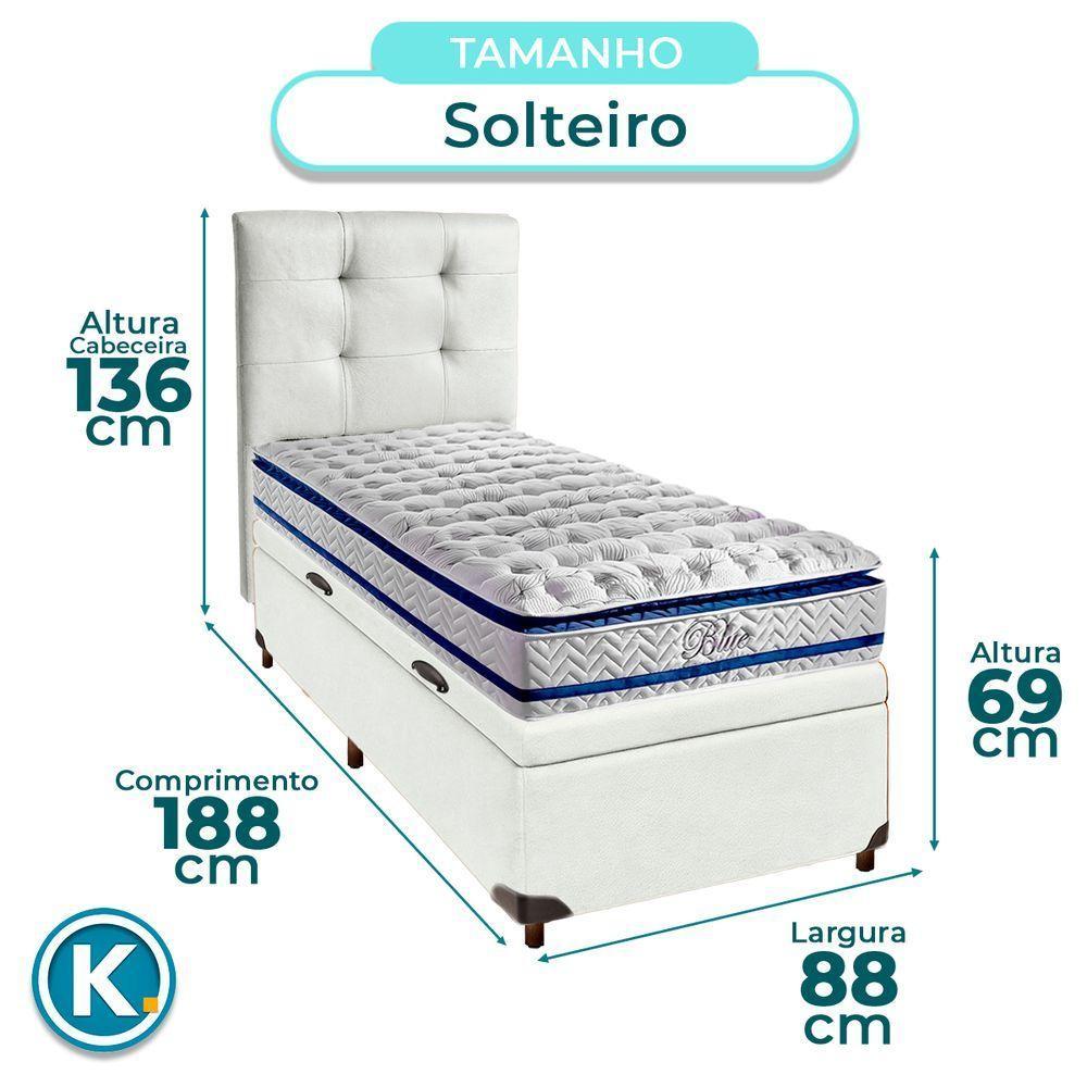 Cama Box Bau + Colchão Solteiro Molas Ensacadas Blue Paropas + Cabeceira Estofada - 3