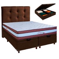 Cama Box Bau + Colchão Casal Molas Ensacadas Legaccy Paropas + Cabeceira Estofada - 1