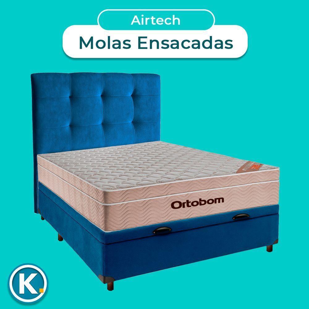 Cama Box Bau + Colchão Casal Ortobom Molas Ensacadas Airtech + Cabeceira Estofada - 4
