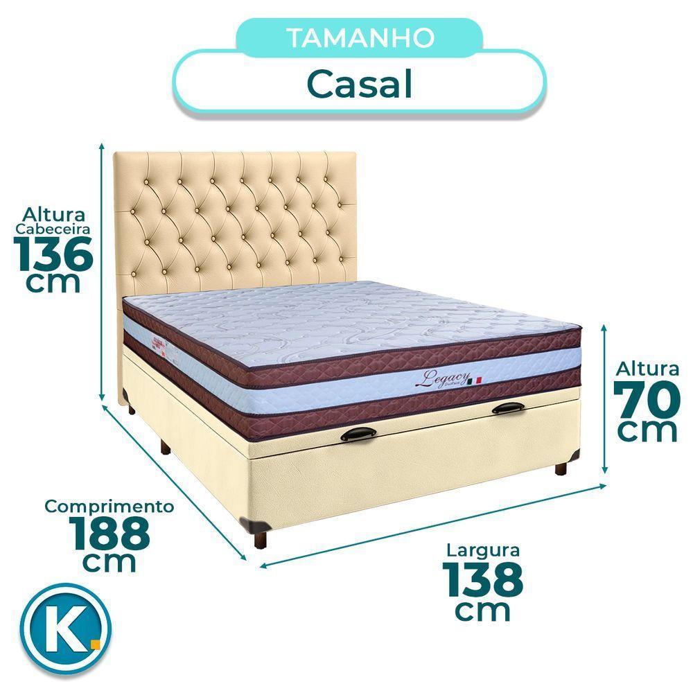 Conjunto Cama Box Bau Blindado Casal + Colchão Molas Ensacadas Legaccy Paropas + Cabeceira - 3