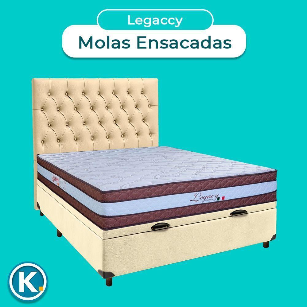 Conjunto Cama Box Bau Blindado Casal + Colchão Molas Ensacadas Legaccy Paropas + Cabeceira - 4