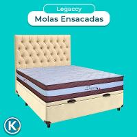 Conjunto Cama Box Bau Blindado Casal + Colchão Molas Ensacadas Legaccy Paropas + Cabeceira