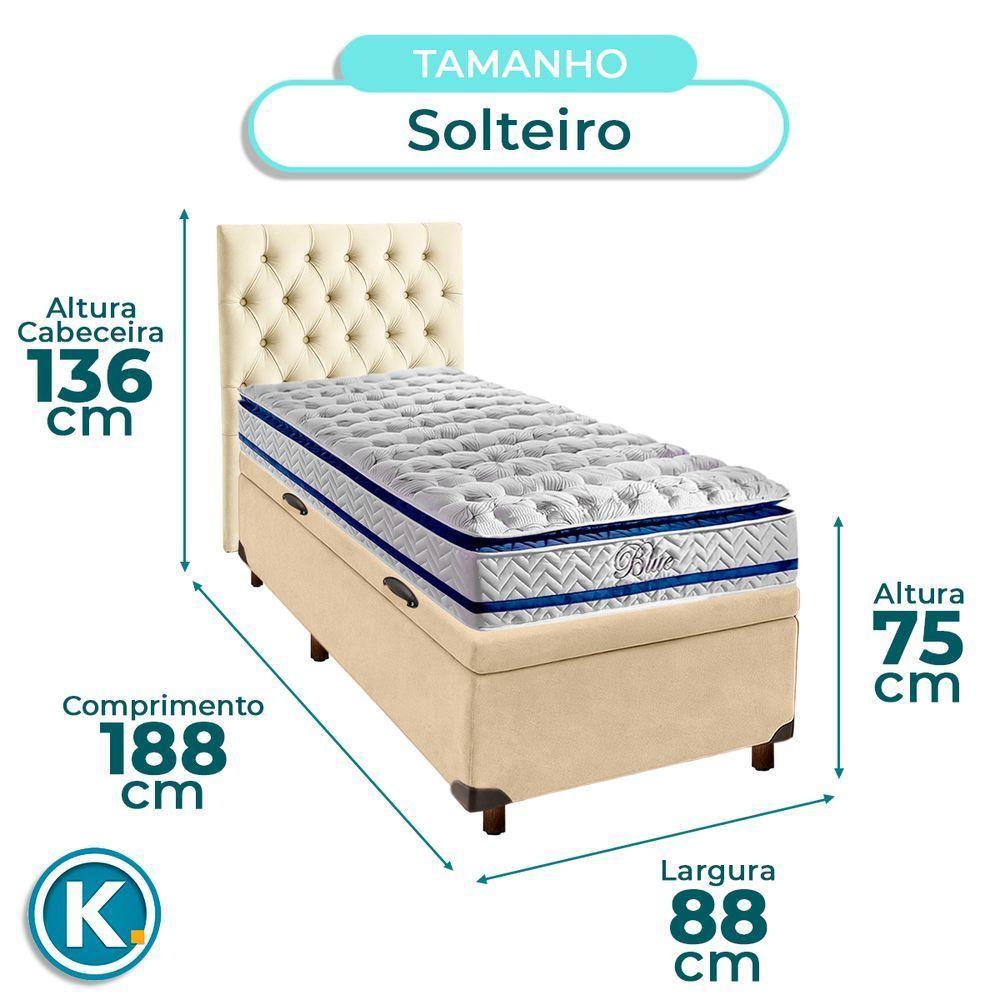 Cama Box Bau + Colchão Solteiro Molas Ensacadas Blue Paropas + Cabeceira Estofada - 3