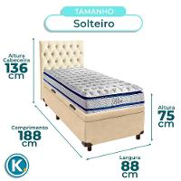 Cama Box Bau + Colchão Solteiro Molas Ensacadas Blue Paropas + Cabeceira Estofada - 3