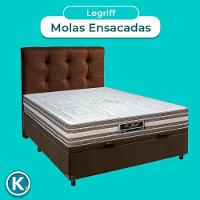 Cama Box Bau + Colchão Casal Molas Ensacadas Legriff Sankonfort + Cabeceira Estofada