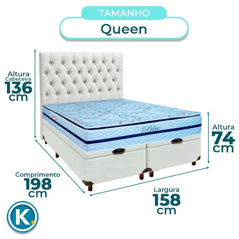 Cama Box Bau + Colchão Queen Molas Ensacadas Blue Paropas + Cabeceira Estofada - 3