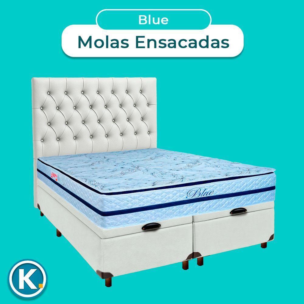 Cama Box Bau + Colchão Queen Molas Ensacadas Blue Paropas + Cabeceira Estofada - 4