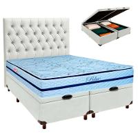 Cama Box Bau + Colchão Queen Molas Ensacadas Blue Paropas + Cabeceira Estofada - 1
