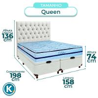 Cama Box Bau + Colchão Queen Molas Ensacadas Blue Paropas + Cabeceira Estofada - 3
