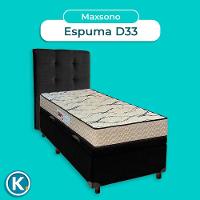 Cama Box Bau + Colchão Solteiro D33 Maxsono Paropas + Cabeceira Estofada