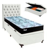 Cama Box Bau + Colchão Solteiro Molas Ensacadas Life Gold Paropas + Cabeceira Estofada - 1
