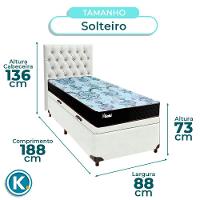 Cama Box Bau + Colchão Solteiro Molas Ensacadas Life Gold Paropas + Cabeceira Estofada - 3