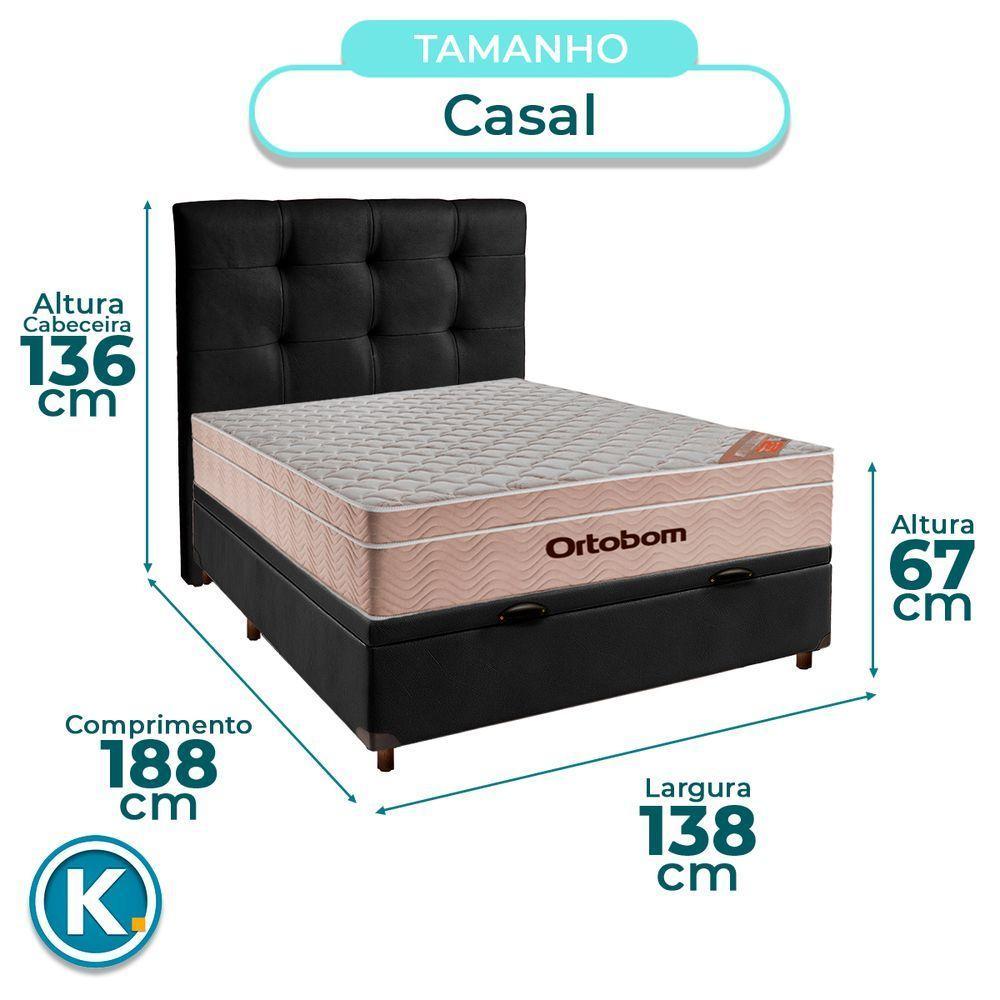 Conjunto Cama Box Bau Blindado Casal + Colchão Molas Ensacadas Airtech Ortobom + Cabeceira - 3