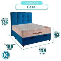 Cama Box Bau + Colchão Casal Ortobom Molas Ensacadas Airtech + Cabeceira Estofada - 3