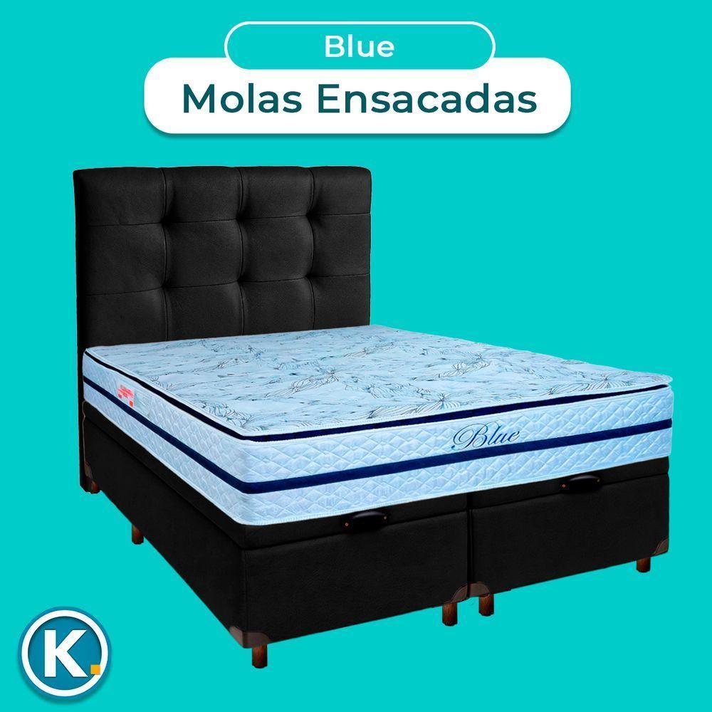 Cama Box Bau + Colchão Queen Molas Ensacadas Blue Paropas + Cabeceira Estofada - 4