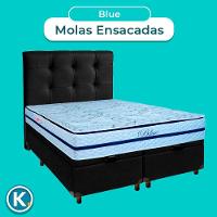 Cama Box Bau + Colchão Queen Molas Ensacadas Blue Paropas + Cabeceira Estofada
