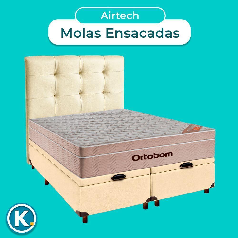 Cama Box Bau + Colchão Queen Ortobom Molas Ensacadas Airtech + Cabeceira Estofada - 2