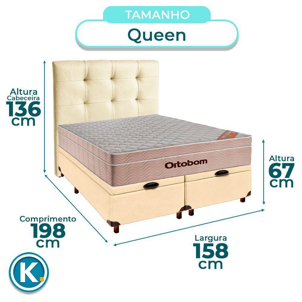 Cama Box Bau + Colchão Queen Ortobom Molas Ensacadas Airtech + Cabeceira Estofada - 5