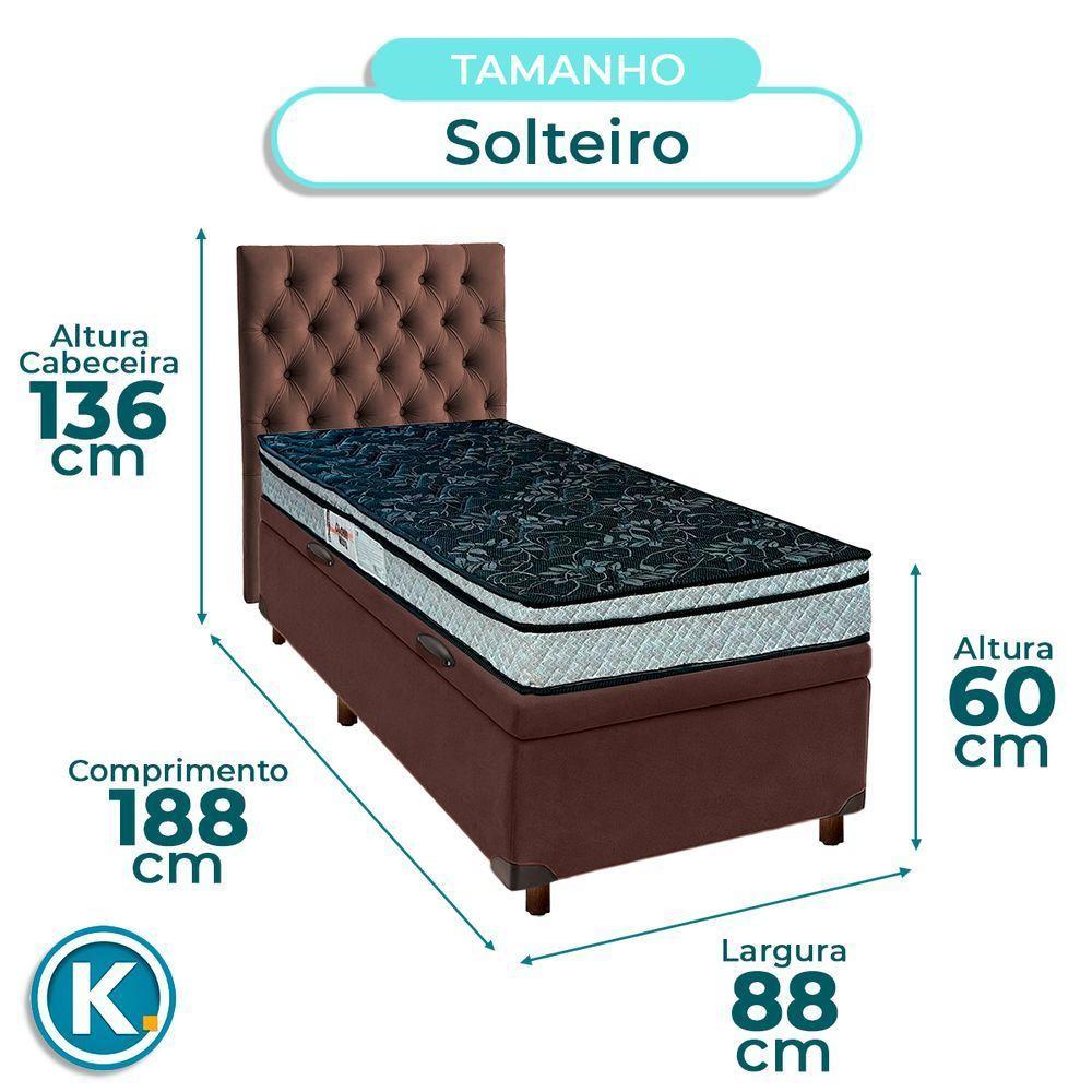 Cama Box Bau + Colchão Solteiro D28 Conforto Paropas + Cabeceira Estofada - 3